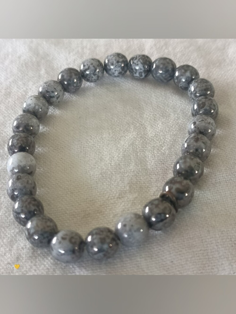 Gray Speckled Beaded Stretch Bracelet - Women Jewelry